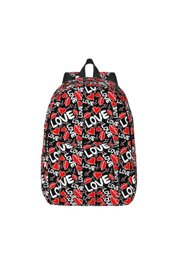 Graffiti Valentine Day for Canvas Backpack,Travel Rucksack Unisex Knapsack Laptop Backpack for Work & College -Medium