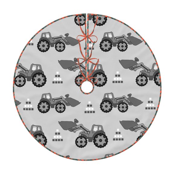 Defioc Gray Tractor for Christmas Tree Skirt Snowman Xmas Tree Skirt Farmhouse Christmas Decorations Tree Mat for Holiday Party Decor-30"