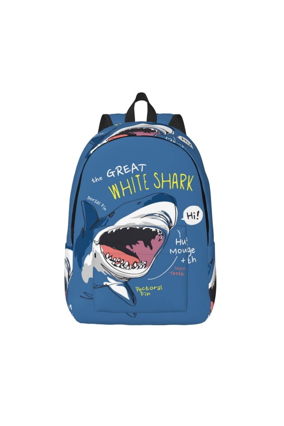 Great White Shark for Canvas Backpack,Travel Rucksack Unisex Knapsack Laptop Backpack for Work & College -Small