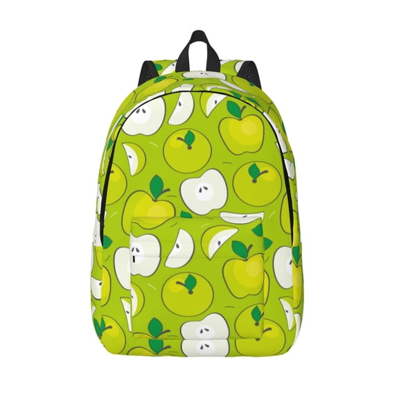Defioc Green Apple for Canvas Backpack,Travel Rucksack Unisex Knapsack Laptop Backpack for Work & College -Medium