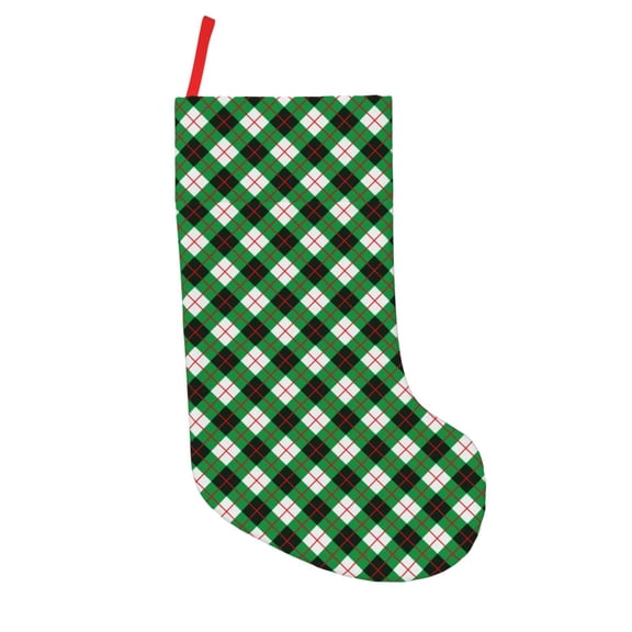 Defioc Green Argyle Plaid for Christmas Stockings 18" Personalized Holiday Stocking for Family, Farmhouse Decor, Xmas Tree Decoration, 1 Pack
