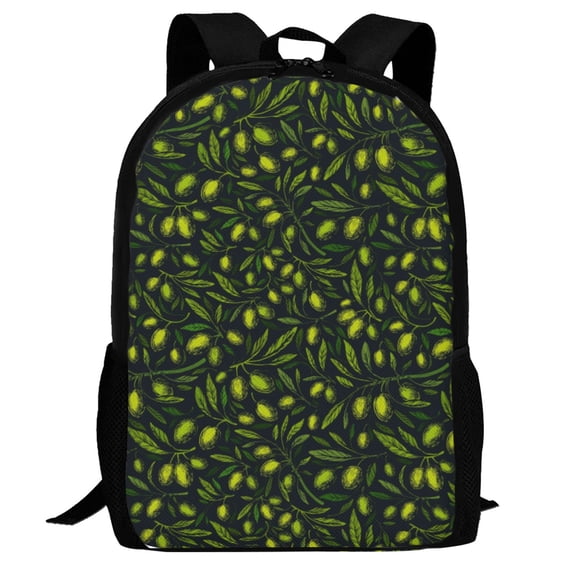 Defioc Green Branch Olive Pattern Carry on Backpack,16.5x12.5x5.5 Personal Item Bag Carry On Backpack Water Resistant Lightweight Daypack