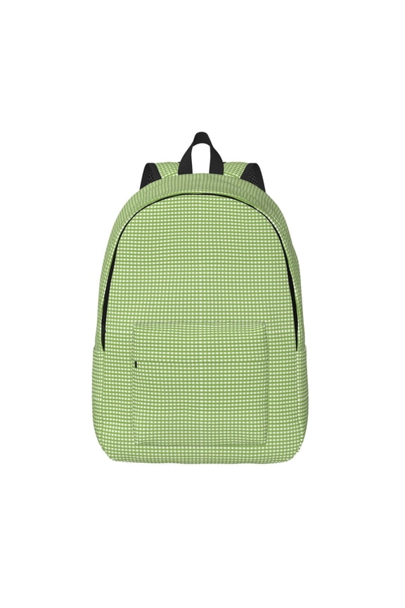 Green Gingham for Canvas Backpack,Travel Rucksack Unisex Knapsack Laptop Backpack for Work & College -Medium