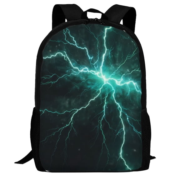 Defioc Green Lightning Flash Pattern Carry on Backpack,16.5x12.5x5.5 Personal Item Bag Carry On Backpack Water Resistant Lightweight Daypack