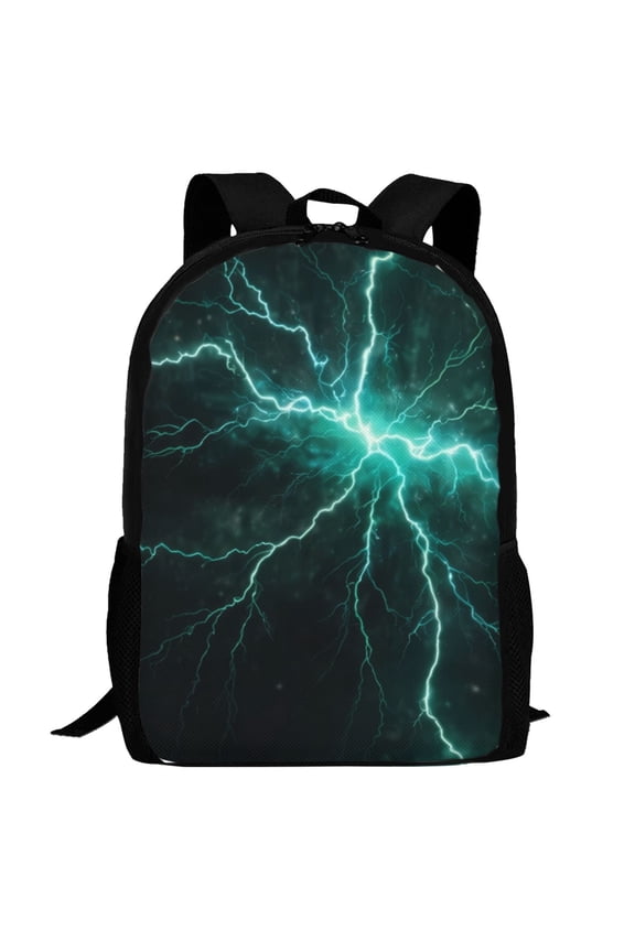 Green Lightning Flash Pattern Carry on Backpack,16.5x12.5x5.5 Personal Item Bag Carry On Backpack Water Resistant Lightweight Daypack
