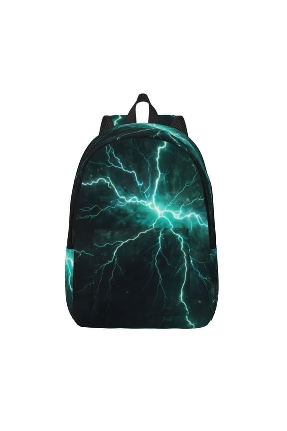 Green Lightning Flash for Canvas Backpack,Travel Rucksack Unisex Knapsack Laptop Backpack for Work & College -Medium