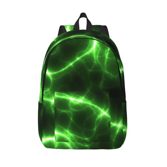 Defioc Green Lightning for Canvas Backpack,Travel Rucksack Unisex Knapsack Laptop Backpack for Work & College -Medium