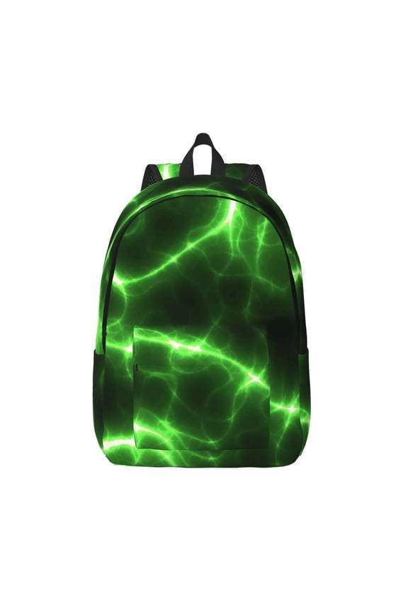 Green Lightning for Canvas Backpack,Travel Rucksack Unisex Knapsack Laptop Backpack for Work & College -Small