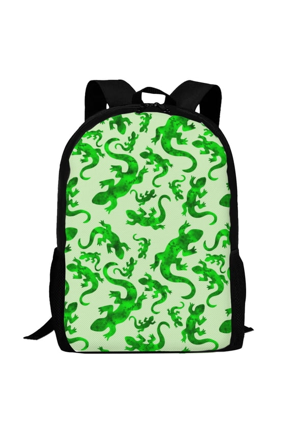 Green Lizard Pattern Carry on Backpack,16.5x12.5x5.5 Personal Item Bag Carry On Backpack Water Resistant Lightweight Daypack