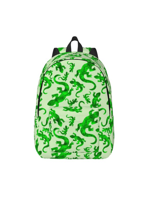 Green Lizard for Canvas Backpack,Travel Rucksack Unisex Knapsack Laptop Backpack for Work & College -Small