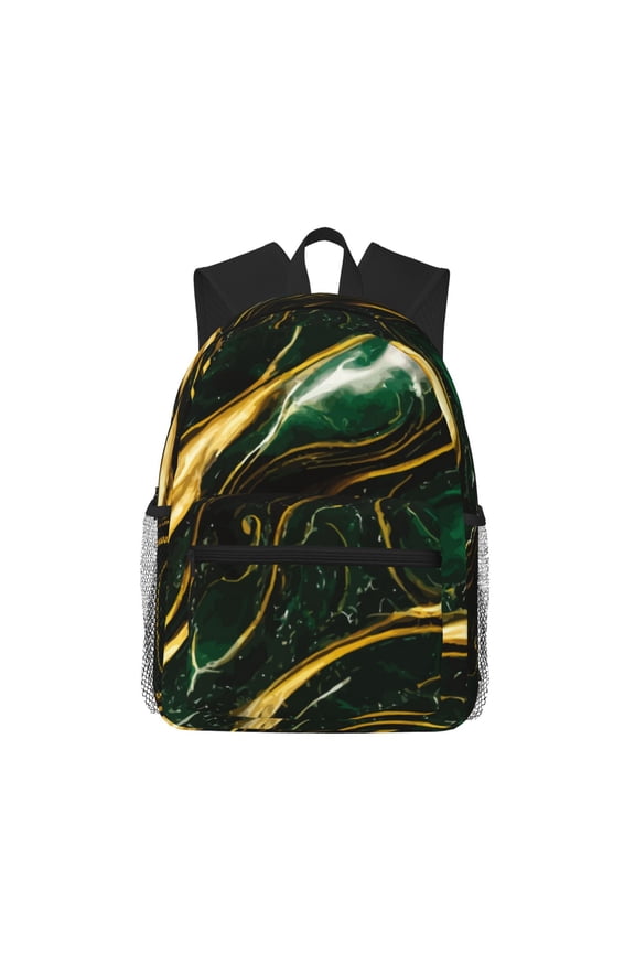 Green Marble Pattern Laptop Backpack for Men and Women,Casual Backpack Dayback Sports Bookbag for Travel Running Hiking