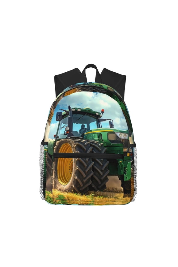 Green Tractor Field Pattern Laptop Backpack for Men and Women,Casual Backpack Dayback Sports Bookbag for Travel Running Hiking