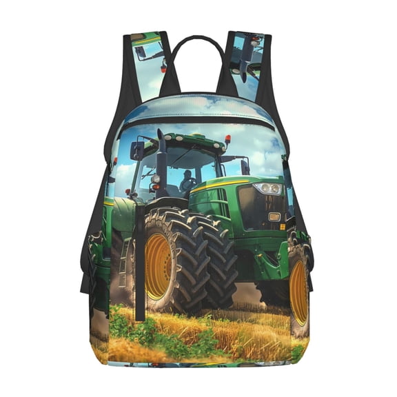 Defioc Green Tractor Field Pattern Travel Laptop Backpack,Lightweight Backpack Travel Hiking Daypack Backpack Work Bag for Men Women