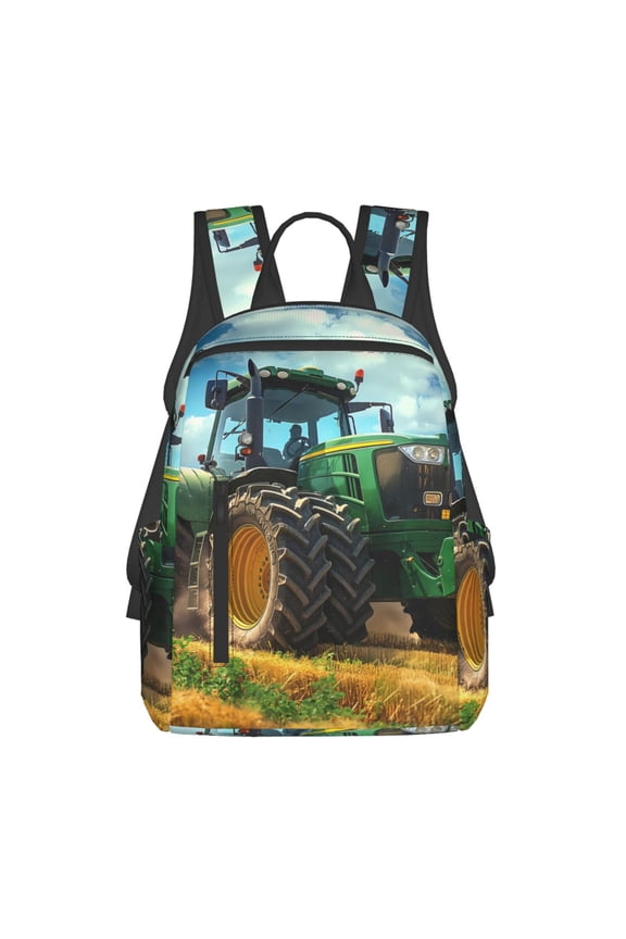 Green Tractor Field Pattern Travel Laptop Backpack,Lightweight Backpack Travel Hiking Daypack Backpack Work Bag for Men Women