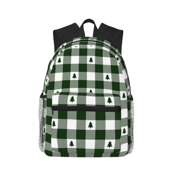 Defioc Green White Christmas Tree Lumberjack Plaid Pattern Laptop Backpack for Men and Women,Casual Backpack Dayback Sports Bookbag for Travel Running Hiking