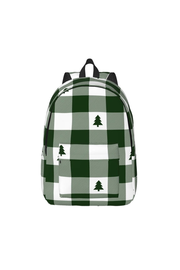 Green White Lumberjack Plaid for Canvas Backpack,Travel Rucksack Unisex Knapsack Laptop Backpack for Work & College -Medium