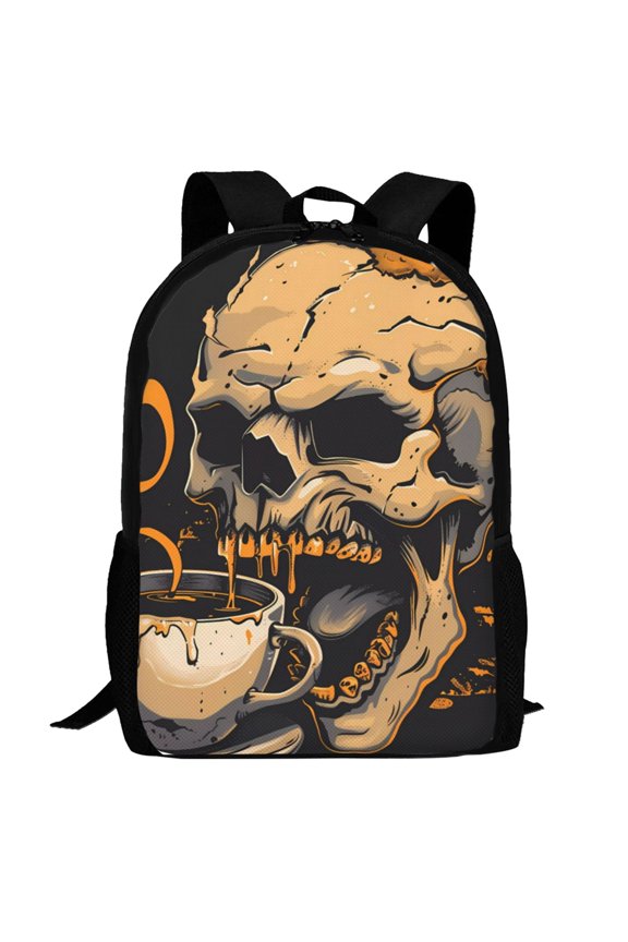 Grim Coffee Skull Pattern Carry on Backpack,16.5x12.5x5.5 Personal Item Bag Carry On Backpack Water Resistant Lightweight Daypack