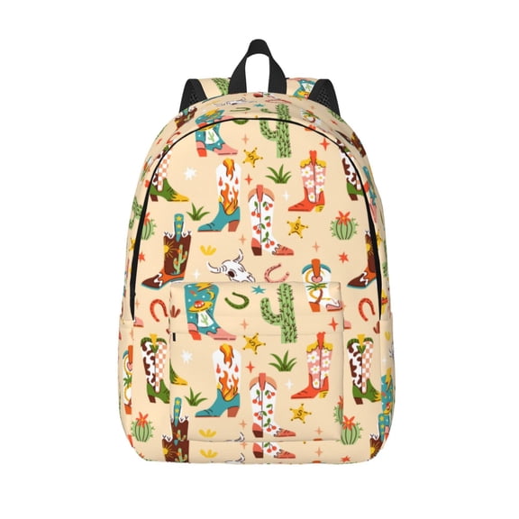 Defioc Groovy American Western Footwear for Canvas Backpack,Travel Rucksack Unisex Knapsack Laptop Backpack for Work & College -Medium