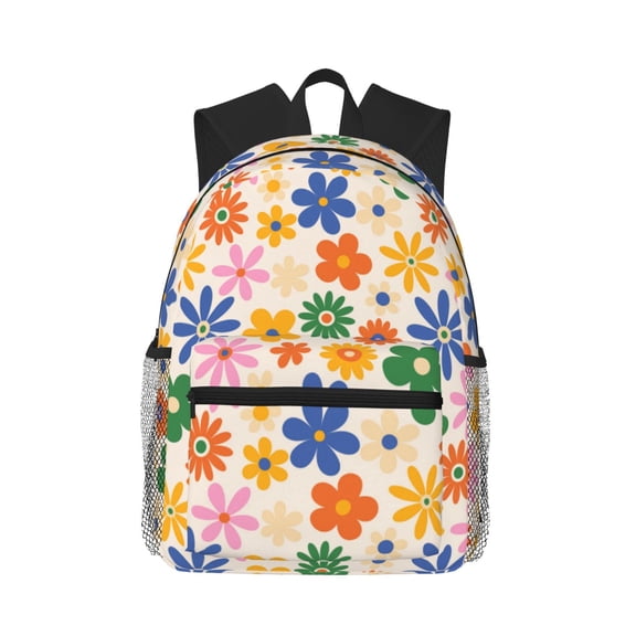 Defioc Groovy Daisy Flowers Pattern Laptop Backpack for Men and Women,Casual Backpack Dayback Sports Bookbag for Travel Running Hiking
