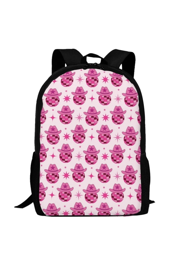 Groovy Pink Disco Balls Pattern Carry on Backpack,16.5x12.5x5.5 Personal Item Bag Carry On Backpack Water Resistant Lightweight Daypack
