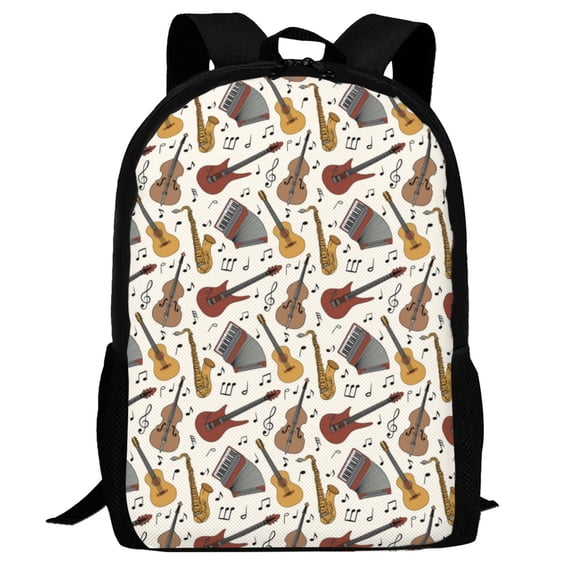 Defioc Guitar Pattern Carry on Backpack,16.5x12.5x5.5 Personal Item Bag Carry On Backpack Water Resistant Lightweight Daypack