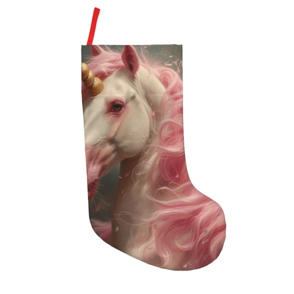 Defioc Haired White Horse for Christmas Stockings 18" Personalized Holiday Stocking for Family, Farmhouse Decor, Xmas Tree Decoration, 1 Pack