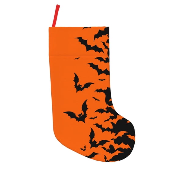 Defioc Halloween Bats for Christmas Stockings 18" Personalized Holiday Stocking for Family, Farmhouse Decor, Xmas Tree Decoration, 1 Pack