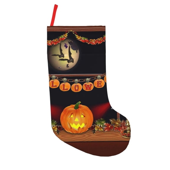 Defioc Halloween Decoration for Christmas Stockings 18" Personalized Holiday Stocking for Family, Farmhouse Decor, Xmas Tree Decoration, 1 Pack