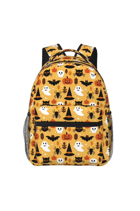 Halloween Ghost Pumpkin Pattern Laptop Backpack,Travel Backpack Outdoor Activities Bag Daypack for Travel Hiking Shopping Daily