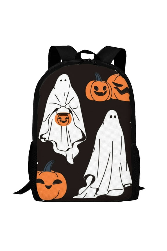 Halloween Ghosts And Pumpkins Pattern Carry on Backpack,16.5x12.5x5.5 Personal Item Bag Carry On Backpack Water Resistant Lightweight Daypack