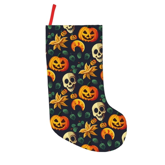 Defioc Halloween Skull for Christmas Stockings 18" Personalized Holiday Stocking for Family, Farmhouse Decor, Xmas Tree Decoration, 1 Pack