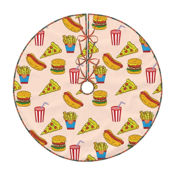 Defioc Hamburger Pizza for Christmas Tree Skirt Snowman Xmas Tree Skirt Farmhouse Christmas Decorations Tree Mat for Holiday Party Decor-30"