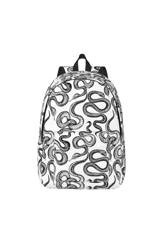Hand Drawn Snake for Canvas Backpack,Travel Rucksack Unisex Knapsack Laptop Backpack for Work & College -Medium