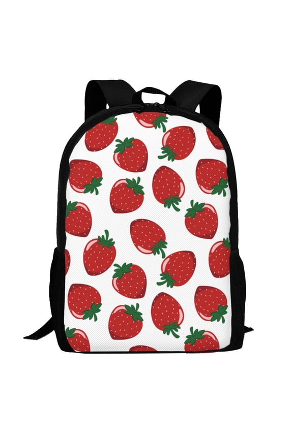 Hand Drawn Strawberry Pattern Carry on Backpack,16.5x12.5x5.5 Personal Item Bag Carry On Backpack Water Resistant Lightweight Daypack