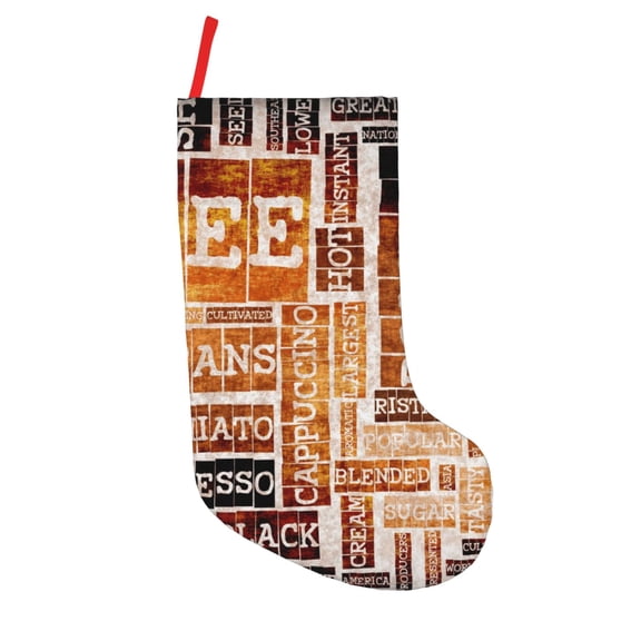 Defioc Hand Drawn Vintage Coffee for Christmas Stockings 18" Personalized Holiday Stocking for Family, Farmhouse Decor, Xmas Tree Decoration, 1 Pack