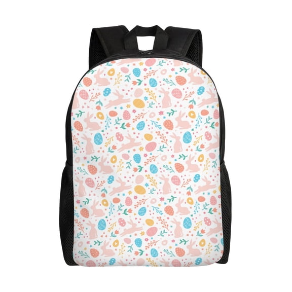 Defioc Happy Easter Print Backpack -Travel,or Work Bookbag Daypacks with 15-Inch Laptop Sleeve and Dual Water Bottle Pockets