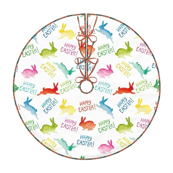 Defioc Happy Easter Rabbit for Christmas Tree Skirt Snowman Xmas Tree Skirt Farmhouse Christmas Decorations Tree Mat for Holiday Party Decor-30"