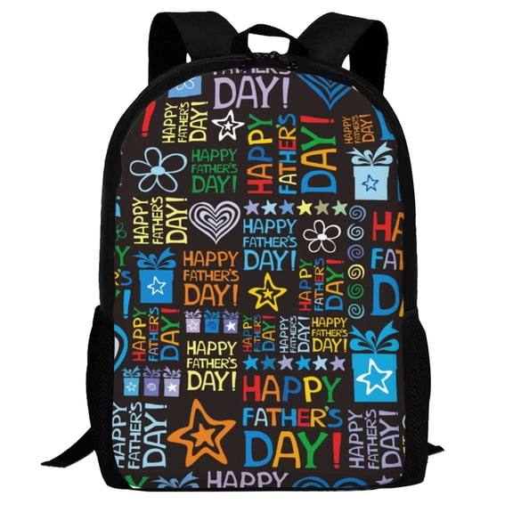 Defioc Happy Father Day Pattern Carry on Backpack,16.5x12.5x5.5 Personal Item Bag Carry On Backpack Water Resistant Lightweight Daypack