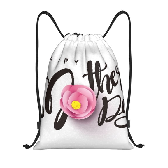 Defioc Happy Mother's Day (3) for Drawstring Backpack Sports Gym Bag for Women Men Children Adult Sackpack Yoga Bag for Wet Swimming,Gym,and Workout Gear -Small