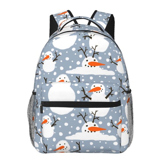 Defioc Happy Snowmen Snowfall Pattern Laptop Backpack,Travel Backpack Outdoor Activities Bag Daypack for Travel Hiking Shopping Daily