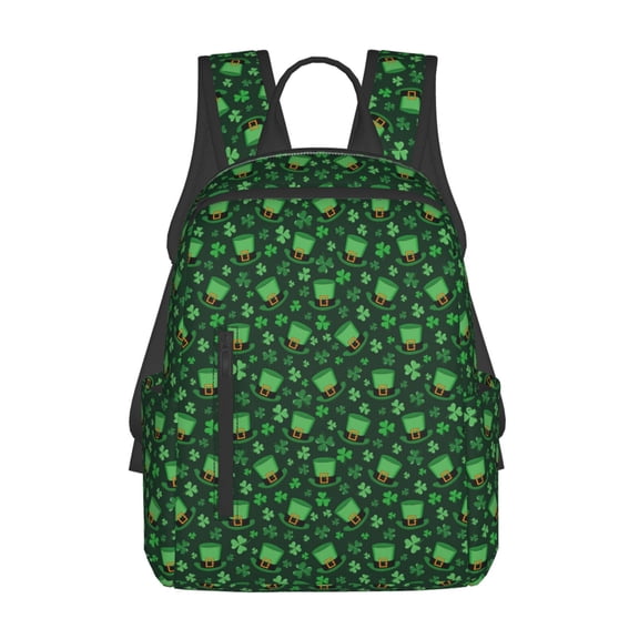 Defioc Happy St. Patrick's Day Pattern Travel Laptop Backpack,Lightweight Backpack Travel Hiking Daypack Backpack Work Bag for Men Women