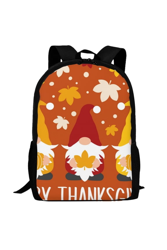Happy Thanksgiving Three Gnomes Pattern Carry on Backpack,16.5x12.5x5.5 Personal Item Bag Carry On Backpack Water Resistant Lightweight Daypack