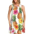 thumbnail image 1 of Defioc Hawaiian Pineappl Pattern Women's Summer Dresses 2025 Beach Casual Sleeveless Tank Loose Sundress Beach Vacation Clothes with Pocket -Small, 1 of 7