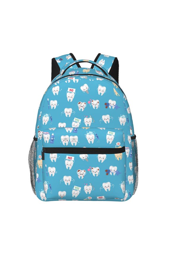 Healthy And Ill White Teeth Pattern Laptop Backpack,Travel Backpack Outdoor Activities Bag Daypack for Travel Hiking Shopping Daily