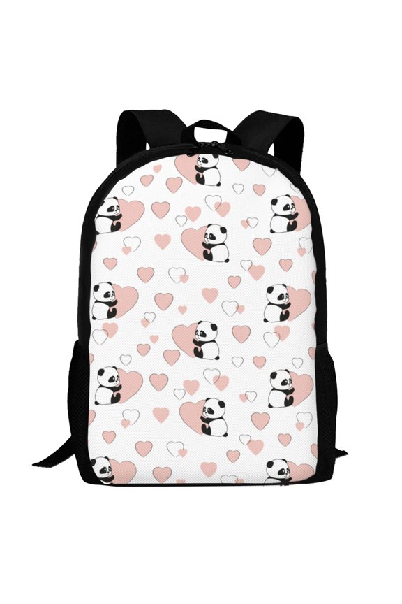 Heart Panda Pattern Carry on Backpack,16.5x12.5x5.5 Personal Item Bag Carry On Backpack Water Resistant Lightweight Daypack
