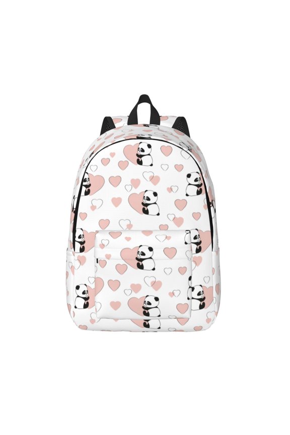 Heart Panda for Canvas Backpack,Travel Rucksack Unisex Knapsack Laptop Backpack for Work & College -Medium