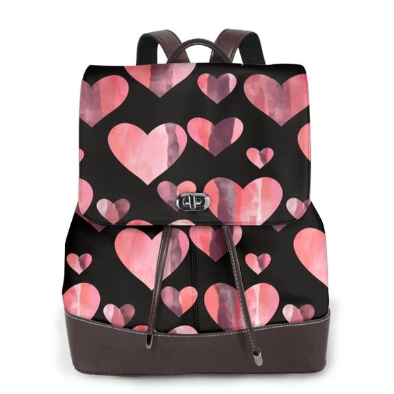 Defioc Hearts Print PU Leather Backpack,Backpack Purse for Women Fashion Multipurpose Design Handbag Ladies Bags Travel Backpack