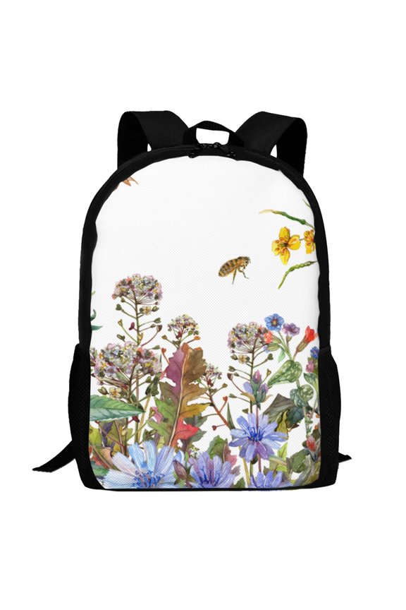 Herbs and Wildflowers Pattern Carry on Backpack,16.5x12.5x5.5 Personal Item Bag Carry On Backpack Water Resistant Lightweight Daypack