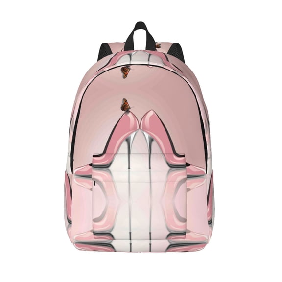 Defioc High Heel Shoes Butterfly for Canvas Backpack,Travel Rucksack Unisex Knapsack Laptop Backpack for Work & College -Small