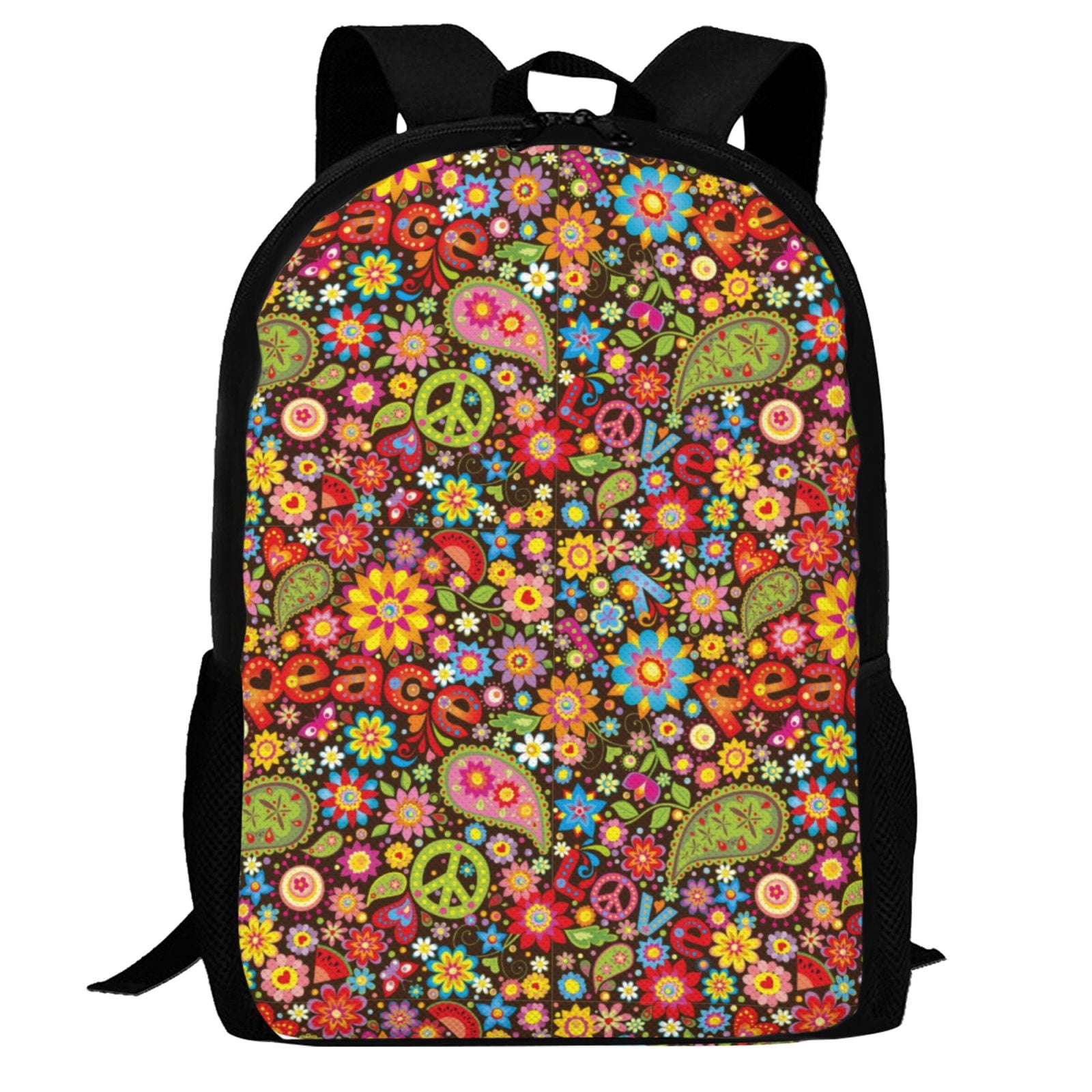 Defioc Hippie Peace Love Pattern Carry on Backpack,16.5x12.5x5.5 ...